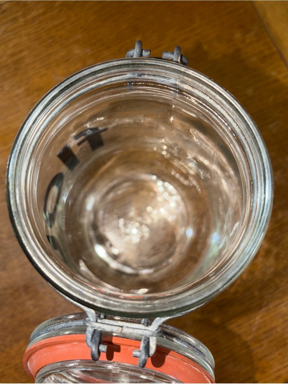 Vintage 70"s Clear Glass FLOUR Canister With Black Letters - Picture 7 of 9
